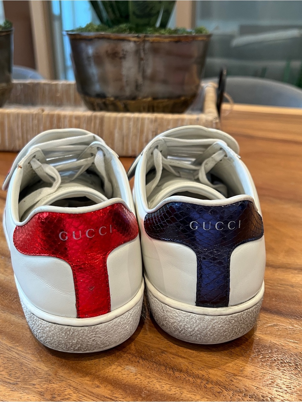 GUCCI Ace Sneakers “Blind For Love” 470012 White Leather Size 42 /US 9 Authentic - Picture 3 of 11
